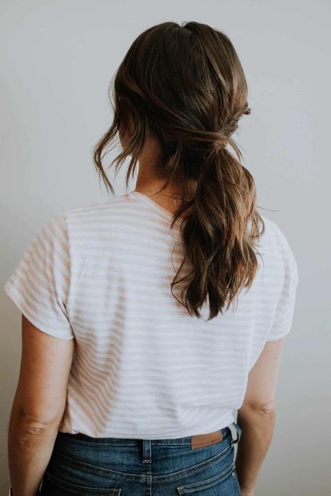 It's been a while since I've shared a hair tutorial! They're my most popular posts here on the blog so I'm hoping to create more of these for summer. And Easy Low Ponytail, Low Ponytail Hairstyle, Ponytail Hairstyle, Low Ponytail, Ponytail Hairstyles, The Office, The Back, Short Hair, A Woman