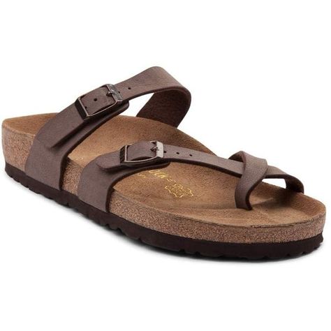 Womens Birkenstock Mayari Sandal ($99) ❤ liked on Polyvore featuring shoes, sandals, buckle strap sandals, nubuck shoes, lightweight shoes, slim shoes and cork footbed sandals High Heel Sandals Outfit, Reebok Shoes Women, School Wishlist, Cork Footbed Sandals, Arch Support Sandals, Birkenstock Style, Flexible Shoes, Womens Hiking Shoes, Vsco Girl