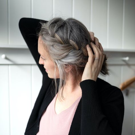 Going Gray — The Grit and Polish Cute Braided Updos, Ideas For Grey Hair, Knotless Crochet, Casual Braids, Hairstyles For Older Women, Hair Set, How To Curl Short Hair, Lilac Hair, Simple Ponytails