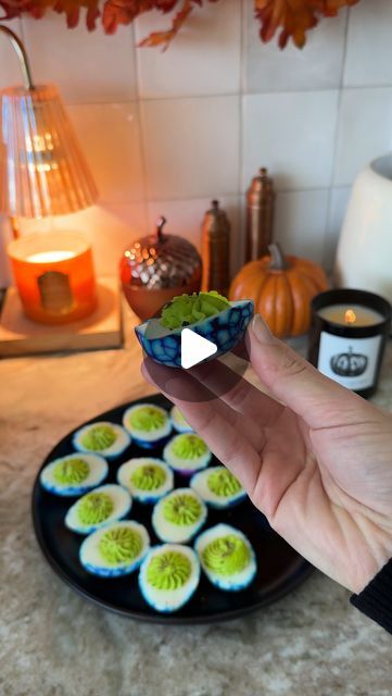 Sheri Wilson on Instagram: "Spiderweb Eggs 🥚 this turned out so spooky and was actually not difficult to make at all! The color develops as it sits so this became much more purple than blue after a little while! 

-18 large eggs
-food coloring (I used a few drops each purple & green)
-1 cup water
-1/2 cup mayonnaise 
-salt and pepper to taste
-1/4 tsp garlic powder
-1 tsp Dijon mustard 

Boil the eggs to medium firmness, then allow to cool completely. Crack the shells with the back of a spoon (not too much) then place into a large ziplock bag filled with 1 cup water and a few drops purple food coloring.
Allow to sit 3 hours or overnight in the fridge.

Rinse and dry off each of the eggs, then peel the shells. Slice the eggs in half and remove the yolks.

Combine the yolks with the remaini Spiderweb Eggs, Sheri Wilson, Purple Food Coloring, Purple Food, Ziplock Bag, Ziplock Bags, Egg Recipes, Dijon Mustard, Dijon