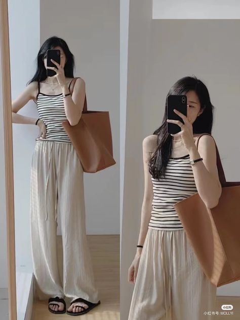 Skirt Outfit Korean, Long Skirt Outfits Korean, Flowy Summer Pants, Minimalist Outfit Summer, Baseball Jacket Outfit, Skirt Outfits Korean, Long Skirt Outfit, Top And Long Skirt, Uni Fashion