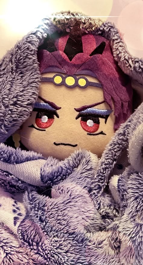 a microorganism plushie of Kars from the anime, Jojo's Bizarre Adventure. He is wrapped in a blanket with sharks on it. Jjba Plushies, Plushies Aesthetic, Niagara Falls, Wonders Of The World, South America, Wonder