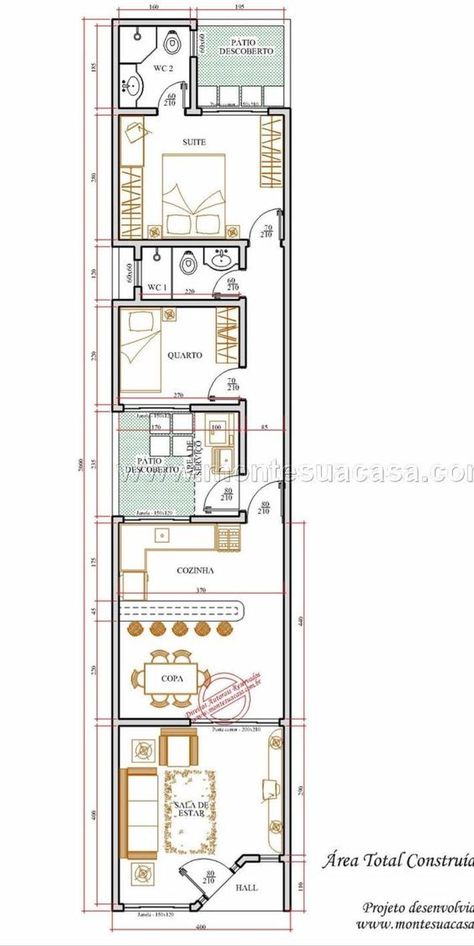 Narrow House Floor Plans, Narrow Modern House, 20x40 House Plans, Narrow House Designs, Narrow House Plans, Narrow Lot House Plans, Narrow Lot House, House Floor Design, Small House Floor Plans