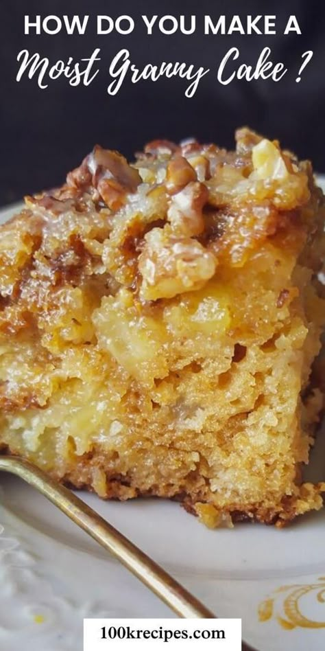 Homemade Granny Cake Recipe | 100KRecipes Coffeecakes Easy, Pineapple Nut Cake, Granny Cake Recipe 12 Tomatoes, Neiman Marcus Cake Recipe, Homemade Granny Cake, Queen Anne Cake Recipe, Easy Warm Desserts, Desserts With Evaporated Milk, Moist Cake Recipes Homemade