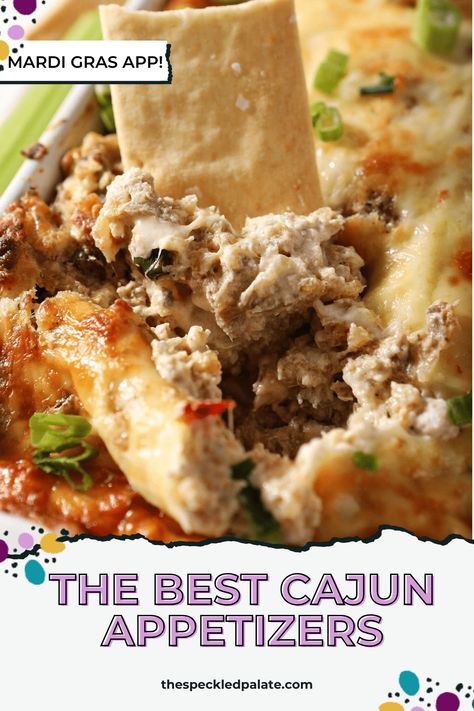 Need some Cajun spiced appetizers to serve? These 15 Cajun appetizers are fantastic for Mardi Gras, gameday and more! #EasyEntertaining #SpeckledPalate Cajun Game Day Food, Louisiana Appetizers, Creole Appetizers, Cajun Appetizers Easy, Cajun Appetizer Recipes, Mardi Gras Food Appetizers, Cajun Crab Cakes, Oven Fried Okra, Cajun Appetizers