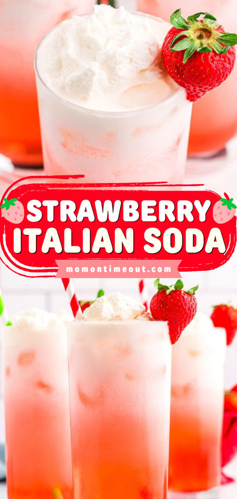 Looking for a Spring cocktail recipe? This Strawberry Italian Soda is bubbly, refreshing, and just perfect for poolside or parties! Pin this easy Spring recipe! Strawberry Italian Soda, Italian Soda Recipe, 4th Of July Treats, Spring Drinks, Strawberry Recipes Easy, Easy Spring Recipes, Easy Strawberry Desserts, Italian Cream Soda, Spring Cocktails Recipes