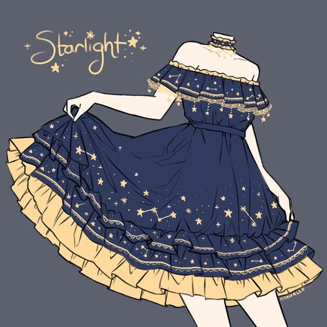 NYAHALLO 🐈‍⬛ (@nyahalloshop) • Instagram photos and videos Starlight Dress, Art Outfits, Dress Design Drawing, Clothing Design Sketches, Drawing Anime Clothes, Dress Design Sketches, Dress Drawing, Anime Dress, Whimsical Fashion