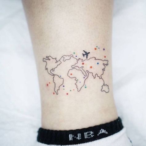 World Map Tattoo, World Map Tattoos, Map Tattoo, Tattoo Painting, Map Tattoos, Explore Tattoo, Simple Tattoo Designs, Wrist Tattoos For Women, Modern Tattoos