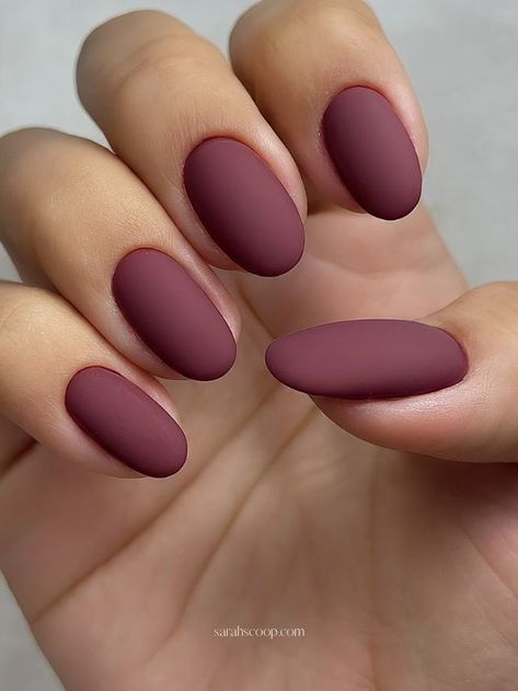 35+ Maroon and Burgundy Nails Designs | Sarah Scoop Matte Burgundy Nails Almond, Matte Burgundy Nails Design, Mauve Matte Nails, Mauve Nails Design, Matte Burgundy Nails, Maroon And Burgundy, Matte Maroon Nails, Maroon Acrylic Nails, Maroon Nail Art