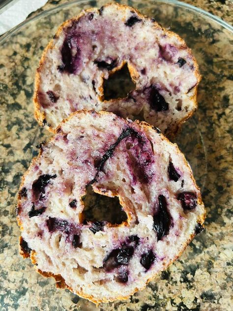 Air Fried Blueberry Bagels Air Fryer Blueberry Bagels, One Point Blueberry Muffins, Greek Yogurt Bagels Air Fryer, Yogurt Bagels Air Fryer, Air Fryer 2 Ingredient Bagel, Greek Yogurt Bagels 2 Ingredients Air Fryer, Weight Watchers Blueberry Muffins, Healthy Banana Pudding, Blueberry Bagels