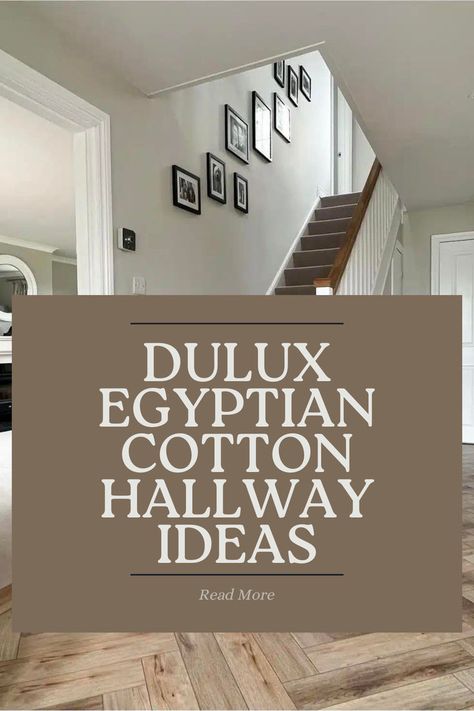 Egyptian Cotton Hallway, Hallway Paint Colors To Brighten, Stairway Paint Ideas, Egyptian Cotton Paint, Marble Tiles Kitchen, Hallway Decorating Colours, Hallway And Stairs Ideas, White Hallway Ideas, Hall Paint Colors