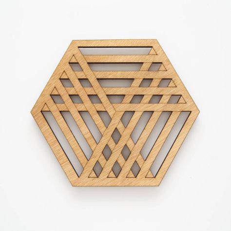 Woodwork Gifts, Trivet Ideas, Hexagon Trivet, Japanese Kumiko, Laser Products, Laser Cut Coaster, Building Envelope, Wood Hexagon, Cnc Ideas