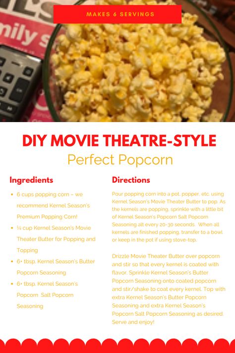 Homemade Movie Theater Popcorn, Movie Theater Popcorn Butter, Homemade Movie Theater, Diy Popcorn Seasoning, Diy Movie Theater, Movie Theatre Popcorn, Theatre Popcorn, Popcorn At Home, Movie Theater Snacks