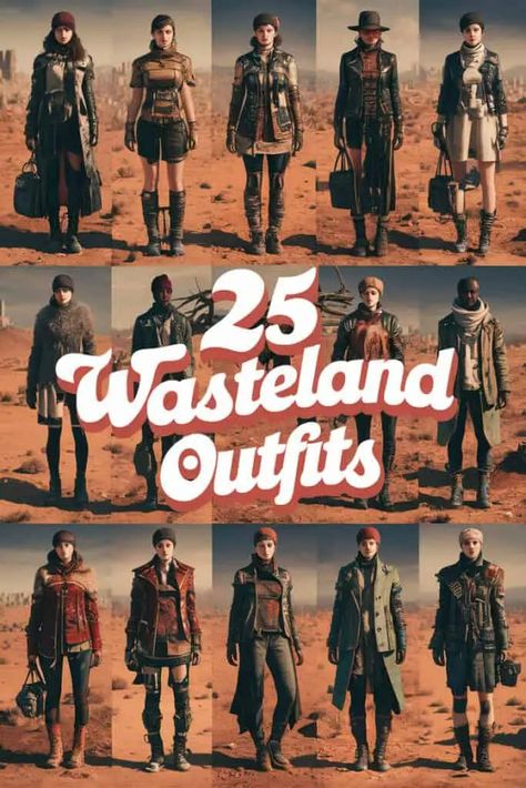 25 Fierce Wasteland Outfits That'll Make You Queen of the Apocalypse - Fabricerie Wasteland Weekend Costumes, The Last Of Us Outfits, Fallout Outfits, Wasteland Outfit, Post Apocalyptic Outfit, Apocalypse Outfit, Wasteland Warrior, Dystopian Fashion, Wasteland Weekend