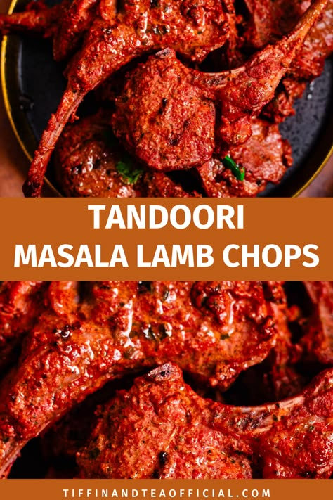 Tandoori Chops in plate Masala Lamb Chops, Lamb Tikka Masala Recipe, Tandoori Lamb Chops, Lamb Loin Chops Recipes, Recipes With Lamb, Lamb Recipes Indian, Cooking Indian Food, Tandoori Lamb, Eid Recipes