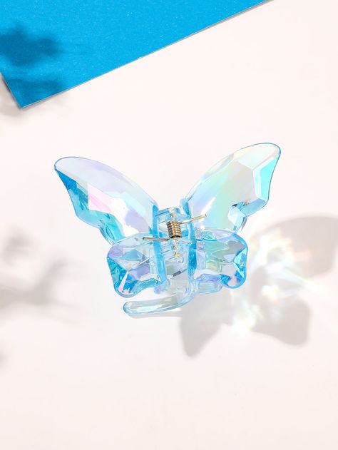 Blue Casual   Plastic  Medium Hair Claw Embellished   Women Accessories Sky Blue Hair Color, Sky Blue Hair, Blue Hair Color, Iridescent Butterfly, Snake Hair, Horn Headband, Design Hair, Butterfly Hair Clip, Heart Hair