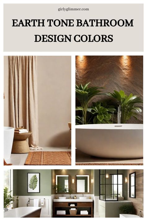 Earth tone bathroom design ideas with neutral hues, greenery, and natural textures. Bathroom Colors For 2024, Bathroom With Brown Tile, Earth Tone Bathroom, Bathroom Color Ideas, Color Bathroom Design, Bathroom Color Palette, Earthy Bathroom, Fresh Bathroom, Nude Color Palette