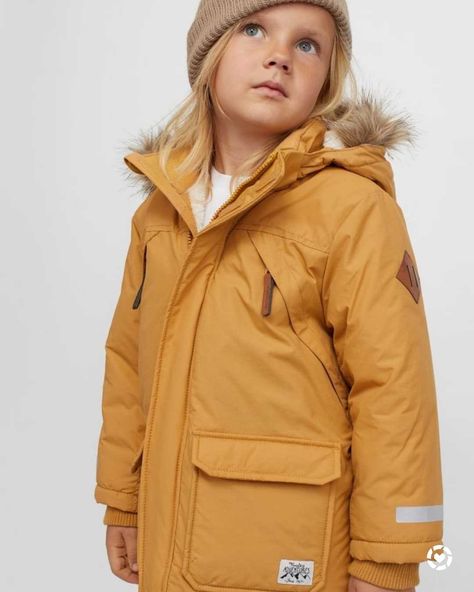 Boys Jackets Kids, Kids Parka, School Coat, Yellow Kids, Kids Winter Jackets, Boys Winter Coats, Jacket Puffer, Fur Hood Jacket, Yellow Coat