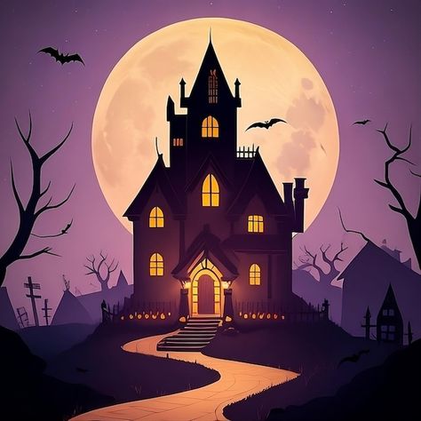 Haunted House Poster, Haunted House Silhouette, House Poster, House Silhouette, Halloween Haunted House, About Halloween, Halloween Haunted Houses, Halloween Images, House Drawing