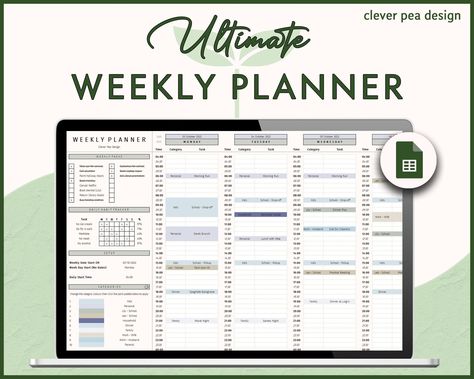 Weekly Planner Google Sheets Template | Digital Planner | Daily Task Schedule | To Do List | Google Sheets | Weekly Planning plannerfree #planneressentials💫 Google Sheets Planner, Google Sheets Templates, Student Planner Organization, Business Planner Organization, Planner Organization College, Planner Weekly Layout, Simplified Planner, Life Planner Organization, Work Planner Organization