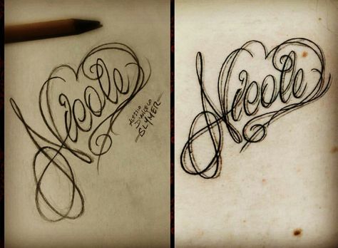 Nicole Tattoo Name, Nicole Name, Nicole Tattoo, Tattoo Meaningful, Tattoo Name, Tattoo Lettering Fonts, Meaningful Drawings, New Tattoo, Name Tattoos