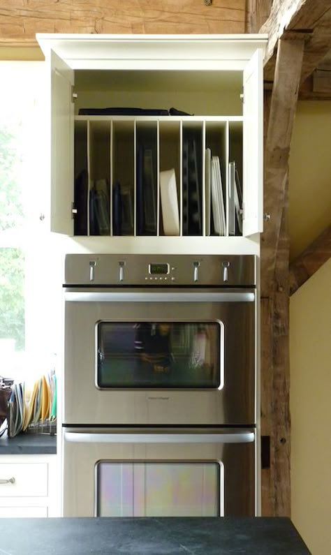 Kitchen Island Storage Ideas, Kitchen Island Storage, Island Storage, Pan Storage, Well Decor, Kitchen Cabinet Storage, Vertical Storage, Trendy Kitchen, Kitchen Redo