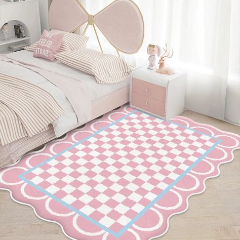 Girly Rugs, Carpet Cute, Carpet Fluffy, Mat Decoration, Rugs Large, Preppy Room, Modern Crafts, Plush Rug, Checkerboard Pattern