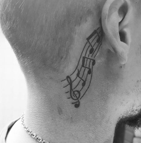 Music Neck Tattoo, Cool Music Tattoos, Music Tattoo Ideas For Men, Designer Tattoo Ideas, Music Tattoos For Men, Celtic Heart Tattoo, Musician Tattoo, Designer Tattoo, Couples Tattoo