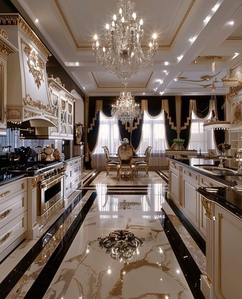 Aesthetic Kitchens, Mansion Inside, Luxurious Kitchen Design, Luxury Kitchen Island, Luxurious Kitchens, Lounge Interior, Mafia 3, Room Design Luxury, Royal Kitchen