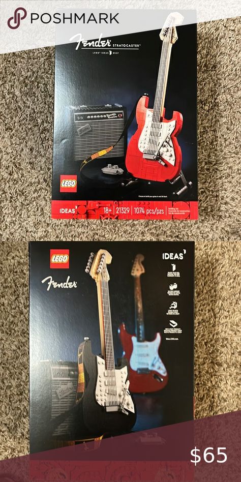 Lego Fender Stratocaster guitar Stratocaster Guitar, Fender Stratocaster, Pinterest Board, Lego, Guitar, Gift Ideas, Closet, Clothes Design