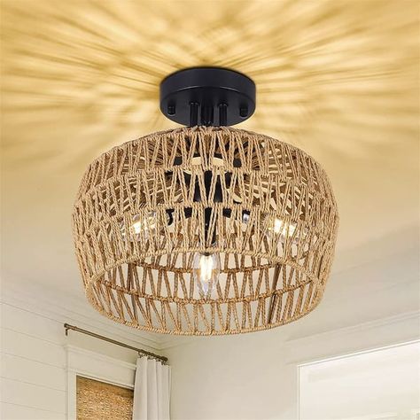 Nursery Light Fixture, Rattan Ceiling Light, Boho Light Fixture, Wicker Lampshade, Rattan Ceiling, Rattan Light, Rattan Light Fixture, Hallway Light Fixtures, Boho Chandelier