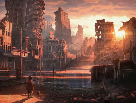 “End Of The World” Inspired Artworks – Part II Post Apocalyptic Anime, Art Apocalypse, Man And His Dog, Post Apocalyptic Art, Apocalypse Art, Post Apocalypse, Matte Painting, Arte Fantasy, 판타지 아트