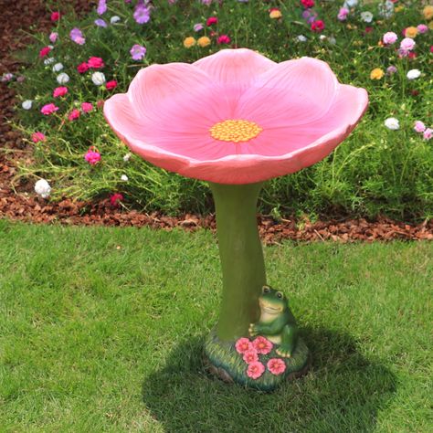 Cute Bird Bath, Unique Bird Baths, Deep Style, Bath Garden, Frog House, Bath Paint, Fairytale Decor, Diy Bird Bath, Cement Garden