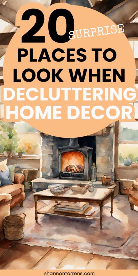 20 Places to Look When Decluttering Home Decor! Have you been decluttering, but for some reason your home still looks cluttered?  I had decluttered for 6 months and my home still looked cluttered.  My home should look minimal! The whole reason I started decluttering is I wanted a simple clean home.  After a lot more decluttering and some tweaks, I can finally share 20 places to look when you are decluttering home decor. Decluttering / Clutter-free / Declutter Declutter Help, Closet Organisation, Declutter Home, Home Still, Clothes Closet Organization, Easy Cleaning Hacks, Holiday Quotes, Get My Life Together, Home Quotes And Sayings