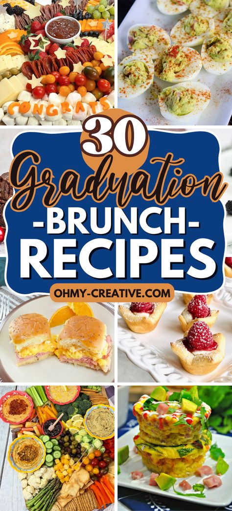 Filled with the tastiest recipes, these graduation brunch ideas are the best way to celebrate your graduate! Add them to your list of Graduation Party Ideas that everyone loves. Graduation Brunch Ideas, Brunch Party Menu, Tastiest Recipes, Grad Party Food, Graduation Brunch, Graduation Party Desserts, Potato Appetizers, Sweet Savory Recipes, Breakfast Slider