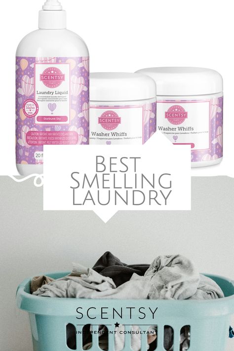 Revel in that luscious scent of fresh laundry longer thanks to Scentsy Laundry products! Starburst Sky Classic Laundry Bundle. Available for the first time in the Laundry line, this bundle is scented in Starburst Sky: Sweet apple mesmerized by whipped vanilla and creamy coconut clouds against an amber blossom sunset. Includes the following products: One Laundry Liquid and Two 16 oz. Washer Whiffs. | See All Fragrances In Scentsy Laundry Products | Coconut Clouds, Scentsy Cleaning Products, Scentsy Laundry, Laundry Fragrance, Scentsy 2024, Laundry Lines, Laundry Line, Fresh Laundry, Scentsy Consultant Ideas