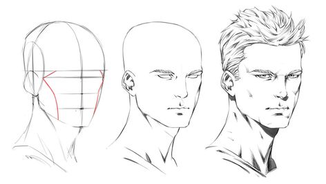 How to Draw The 3/4 View Of The Male Head Male Head Drawing, Male Face Drawing, Drawing Model, Head Drawing, Drawing Pictures, Drawing Cartoon Faces, Mouth Drawing, Drawing Heads, Human Head