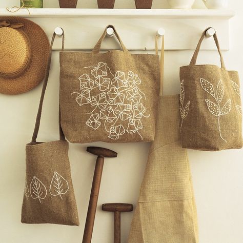 Sac Diy, Burlap Tote, Embroidered Tote, Freezer Paper, Silk Art, Japanese Embroidery, 자수 디자인, Eco Bag, Jute Bags