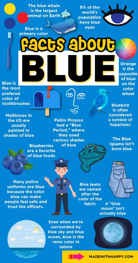 Discover cool facts about the color blue! Learn why the sky is blue and more fun info. Dive into the world of blue! Fun Facts For Kids, Cool Facts, Fun Classroom Activities, The Color Blue, Fact Of The Day, Korean Language Learning, Intresting Facts, Facts For Kids, Learning Websites