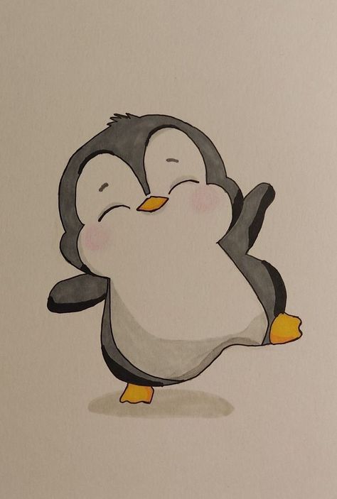 Penguin Drawing, Cute Easy Doodles, Easy Love Drawings, Easy Doodle Art, Easy Doodles Drawings, Doodles Drawings, Easy Drawings Sketches, Cute Doodles Drawings, Cute Cartoon Drawings