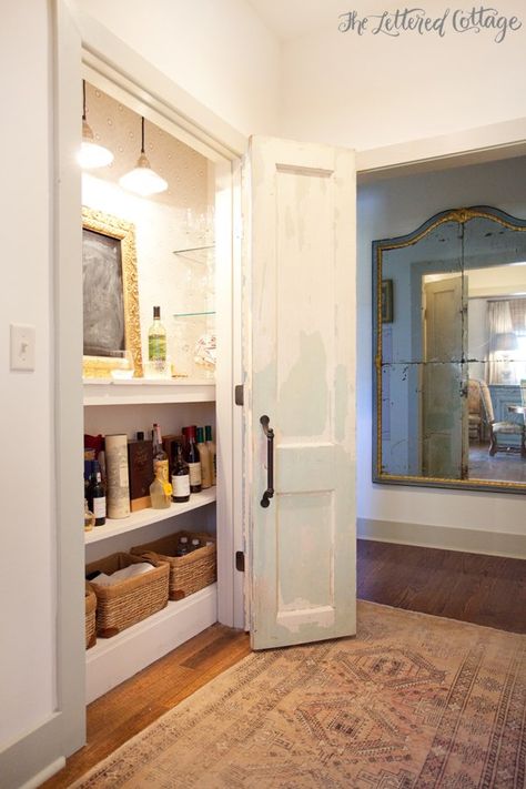 Diy Bar Closet, Turning A Closet Into A Bar, Turn Closet Into Bar, Mudroom Desk, Pantry Door Decor, Bar Closet, Bar Maid, Closet Conversion, Closet Bar