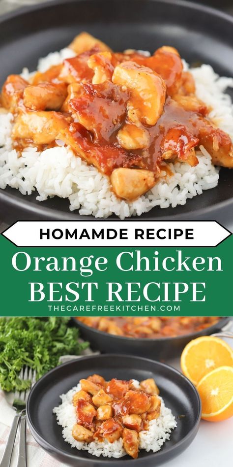 This Homemade Orange Chicken recipe makes it easy to enjoy the Chinese food take-out classic anytime you want. Our version is made with crispy bite-sized pieces of chic Chicken Orange Recipe, Homemade Orange Chicken, Orange Juice Chicken Recipe, Orange Chicken Recipe Easy, Baked Orange Chicken, Orange Chicken Sauce, Easy Orange Chicken, Pan Chicken Recipes, Chicken Boneless Breast Recipes