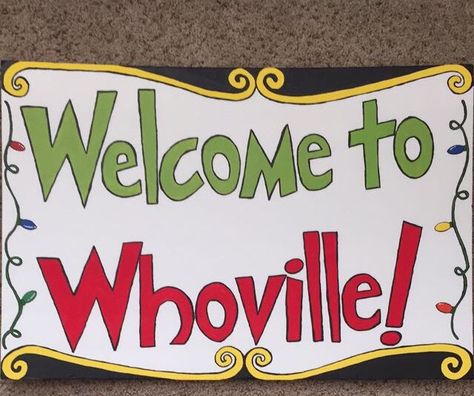 Welcome to Whoville Diy Whoville, Whoville Tree, Welcome To Whoville, Whoville Christmas Decorations, O Grinch, Door Decorations Classroom Christmas, Ward Christmas Party, Grinch Decorations, Grinch Christmas Party