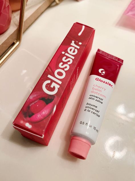 Glossier Cherry Balm dotcom Glossier Lip Balm Cherry, Glossier Dotcom, Balm Dotcom Aesthetic, Cherry Balm Dotcom, Glossier Cherry Balm, Glossier Cherry, Glossier Cherry Balm Dotcom, Aesthetic Glossier, Glossier Mascara