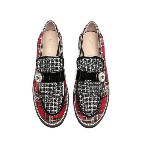 Cute And Comfortable Shoes, Jeans And Loafers Outfit, Upcycle Shoes, Quirky Shoes, Loafers With Socks, Plaid Shoes, Loafers Outfit, Pearl Embellishment, Memory Foam Shoes