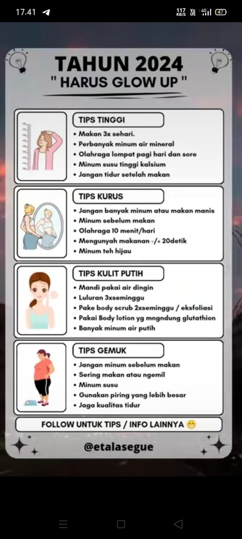 Tips Gemuk Sehat, Cara Glow Up, Tips Gemuk Badan, Glow Up Challenge Indonesia, Tips Putihkan Badan, Maskeran Time, Body Tutorial, Keyword Elements Canva, Beautiful Skin Care