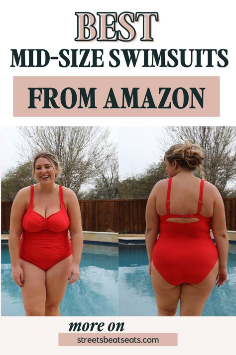 Best Mid-Size Swimsuits from Amazon Plus Size Bathing Suits For Women, Mid Size Swimwear, Swimsuits For Curvy Women, Curvy Swimsuit, Classic Swimwear, Cupshe Swimwear, Plus Size Bathing Suits, Cheap Bathing Suits, Flattering Swimwear