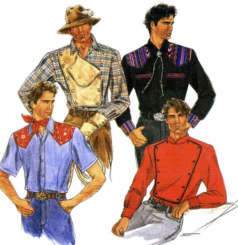 Mens Western Shirt Simplicity 8441 Sewing Pattern Mens Cowboy Shirts, Cowboy Shirts For Men, Mens Sewing Patterns, Mens Western, Rodeo Shirts, Cowboy Shirt, 90s Mens, Costume Patterns, Cowboys Shirt