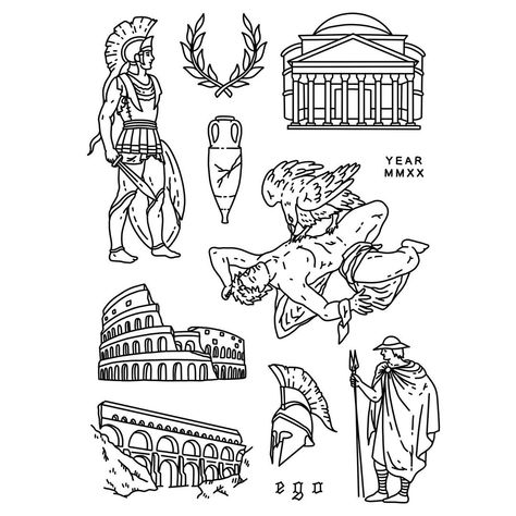 ���🌐 Ego Sum Lux Mundi 🌐 no Instagram: “Ancient times ✨ Which ancient civilization should i draw next? 🌐 #eslm #egosumluxmunditattoo #egosumluxmundi” Greece Tattoo, Roman Tattoo, Gladiator Tattoo, Small Back Tattoos, Stomach Tattoos Women, Zeus Tattoo, Small Chest Tattoos, Artwork Anime, Greek Mythology Tattoos