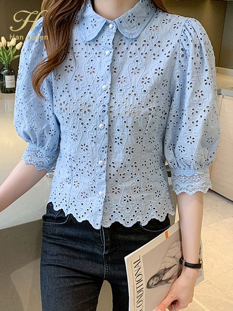 Queen Summer, Blouse Models, Trendy Fashion Outfits, Lace Fashion, Chiffon Blouse, Office Lady, Vintage Lace, Lace Tops, Stylish Dresses